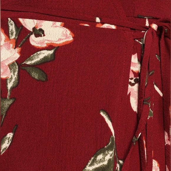 NWOT Lulus September Sunsets Burgundy Floral Print Wrap Maxi Dress - Picture 6 of 9